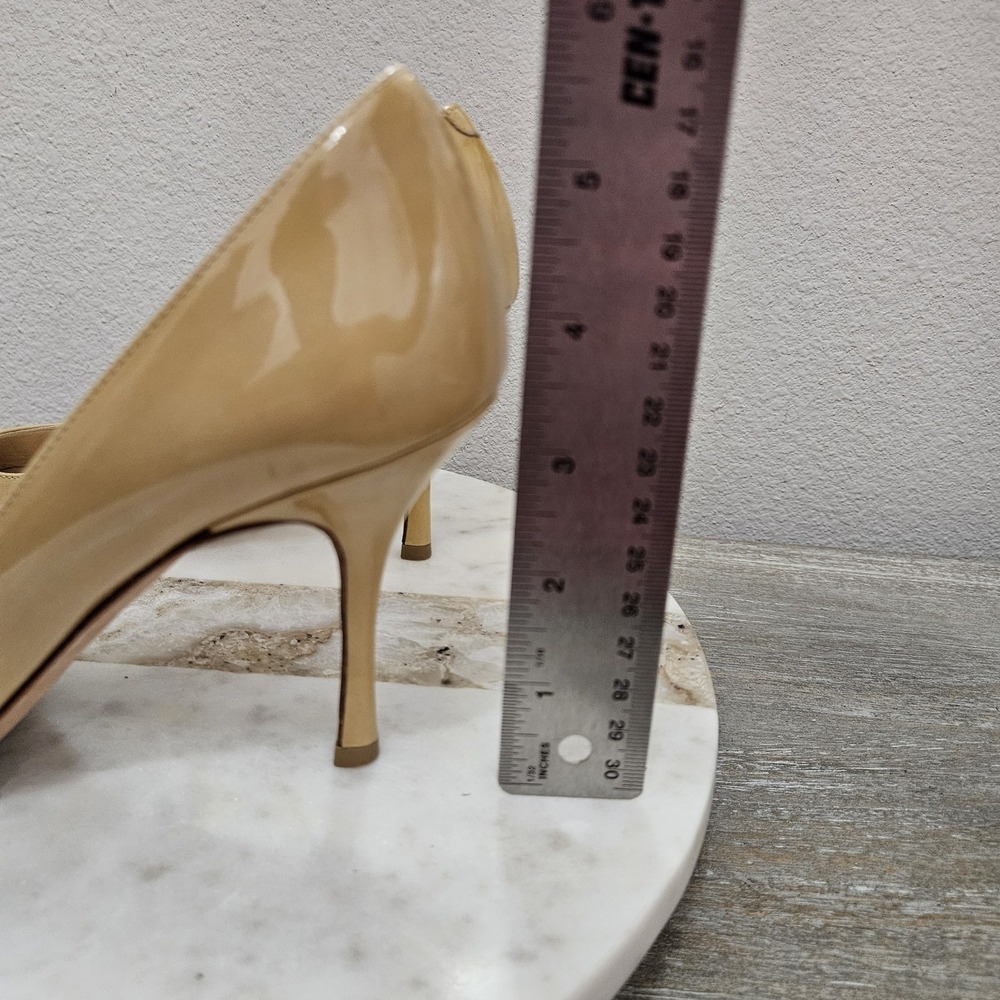 Jimmy Choo Beige Patent Leather Pointed-Toe Pumps - Picture 9 of 12